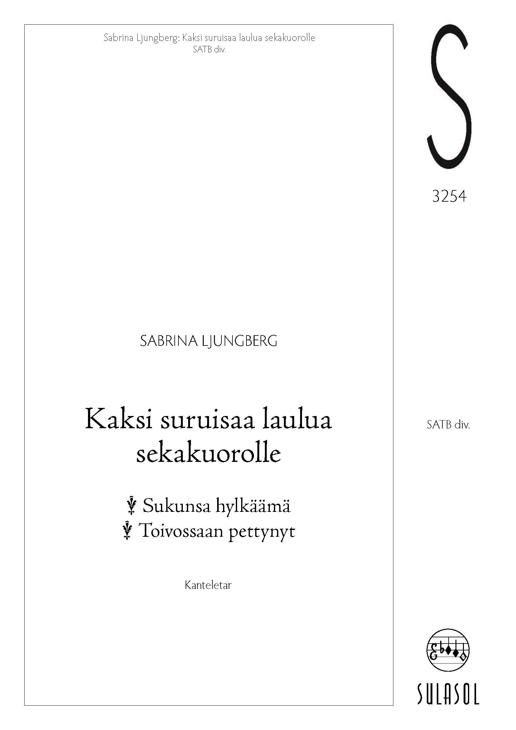 Kaksi suruisaa laulua sekakuorolle